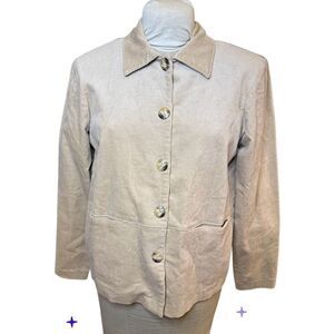 Blair Corduroy Button Front Jacket Tan Sz. 10P Unlined Lightweight Packable